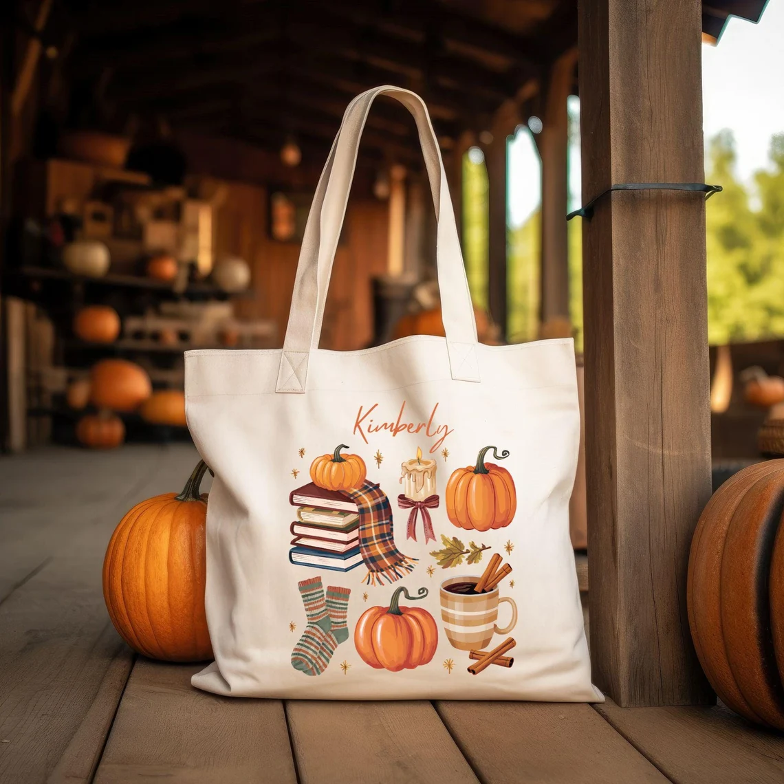 Fall Season Cute Bag, Pumpkin Season Tote Bag, Bookish Tote Bag, Cute Tote Bags, Floral Gift, Cute Tote Bag